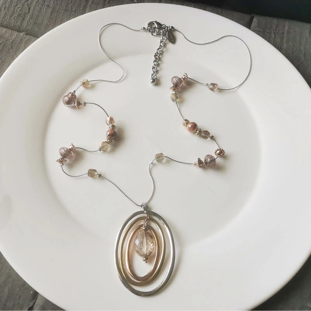 Chicos Oval Loops Pendant Necklace Gift Party Holiday Show Jewelry 32”